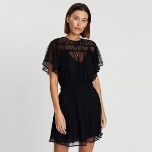 Scotch and Soda Polka Dot Mesh Black Dress, Size Medium